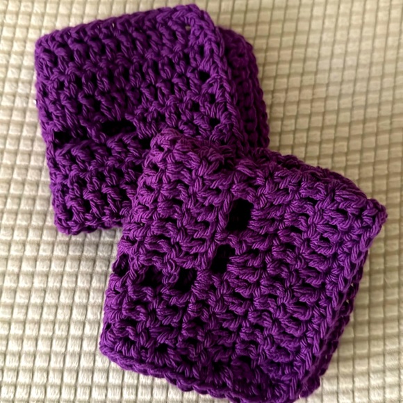 Crochet Washcloths Dishcloths with Hearts Handmade by Seller - 100% Cotton - Picture 5 of 8